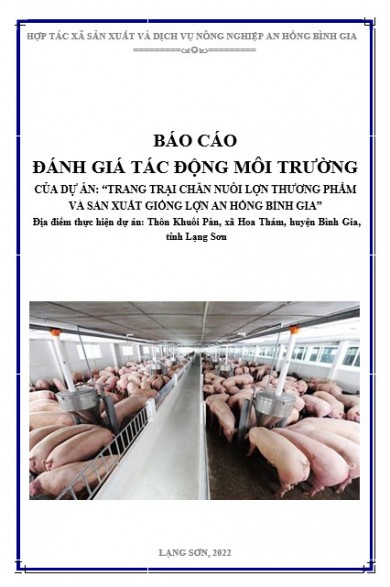 Lập báo cáo đánh giá tác động môi trường trang trại chăn nuôi sản xuất giống lợn