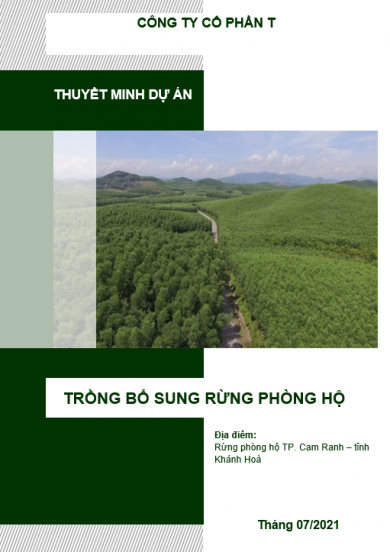 Lập dự án đầu tư Trồng bổ sung rừng phòng hộ ở TP Cam Ranh tỉnh Khánh Hòa